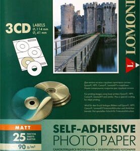 Lipnus popierius lipdukams Lomond Self Adhesive Inkjet Photo Paper Matinis A4 25 lapai x3CD 114/41mm