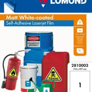 Lipni poliesterio plėvelė Lomond PET Laserjet Film Self Adhesive White-coated Matinė A4, 25 lapai