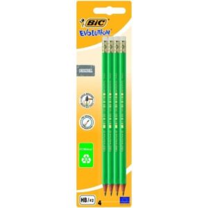 Bic Pieštukai su trintuku Evolution Original HB, 4 vnt. rinkinys 049012