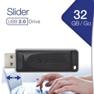 Verbatim 98697 Slider USB atmintinė 32GB, USB-A 2.0, Juoda