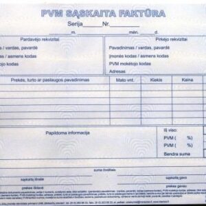 PVM sąskaita faktūra 1+1 SC, A5, 2 × 50 l.
