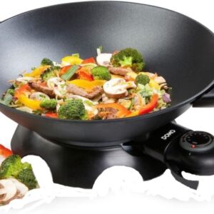 Ecost prekė po grąžinimo, Domo Do-8708W didelis juodas aliuminio elektrinis Wok 5 l