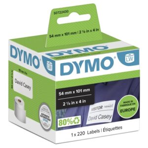 Dymo 99014 (S0722430) Etikečių ritinėlis Black on White, 54mm x 101mm, 220 Lipdukų