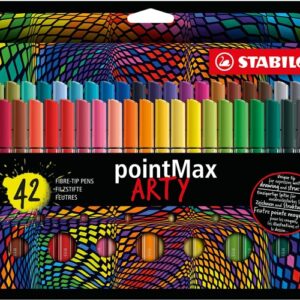 Ecost prekė po grąžinimo Nylon Tip Writing Pen – STABILO pointMax ARTY – Wallet of 42 – Assorted Col