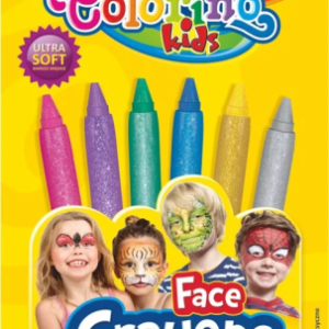 Kreidelės veidui dažyti Colorino Kids 6 blizgių spalvų